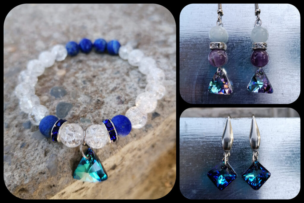 Set náramku a naušnic z minerálů a komponentů Swarovski