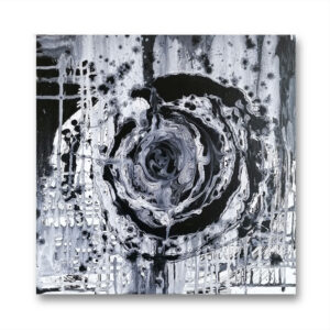 Transformační obraz Black Hole – akrylová malba s černo-bílými tóny 50×50 cm