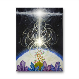Transformační obraz Divine Abundance – akrylová malba s metalickými odlesky 50×70 cm