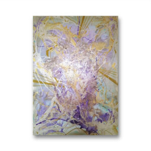 Transformační obraz Spiritual Transition – akrylová malba se třpytkami a metalickými odlesky 50×70 cm