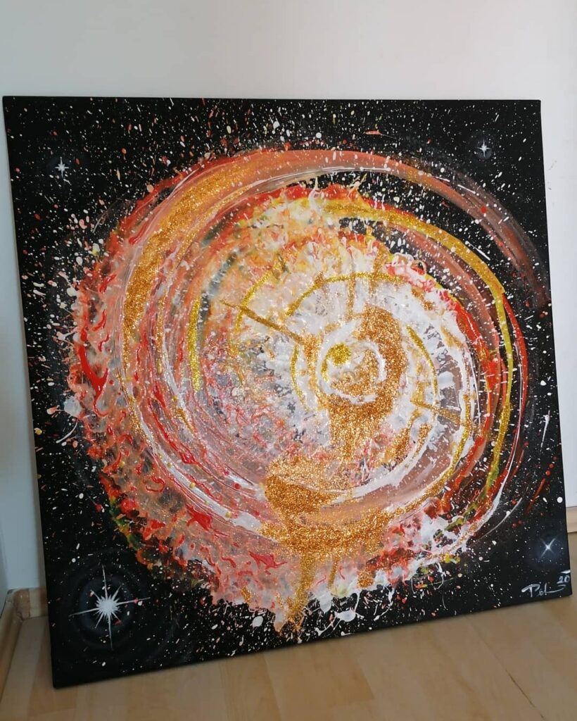 Transformační obraz The Origin 80x80 cm se třpytkami
